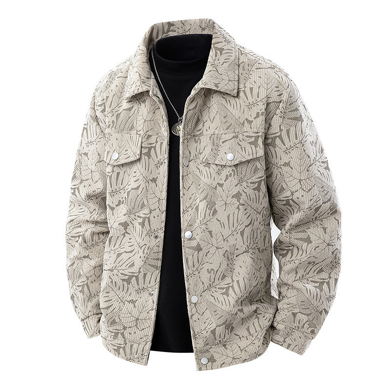 Corduroy Jacket Slim-fit Spring And Autumn Lapel Young And Middle-aged Casual Jacket For Men