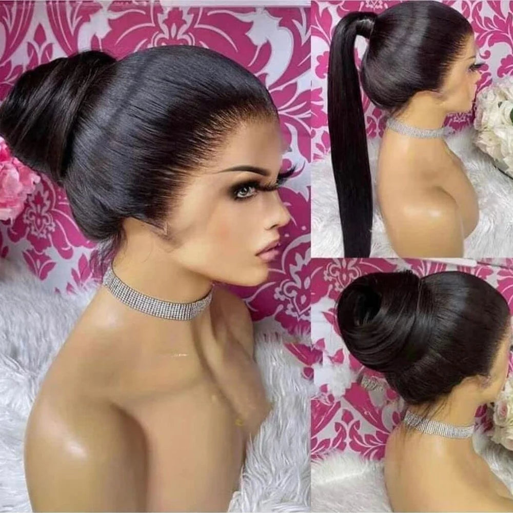 250 Density Invisi Strap 360 Full Lace Glueless Wig Invisible Drawstring Frontal Wig 30 Inch straight Lace Front Wig Human Hair