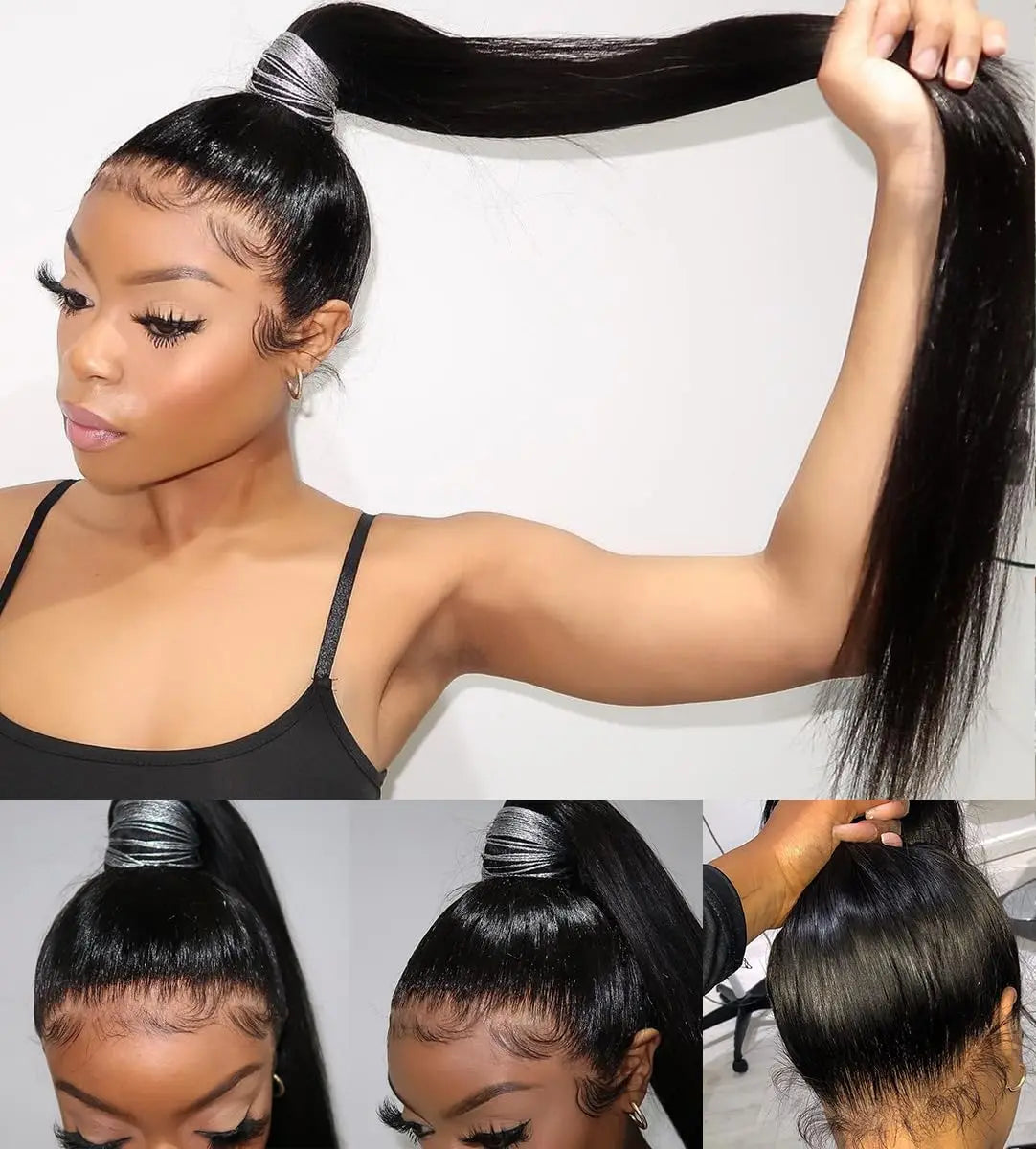 250 Density Invisi Strap 360 Full Lace Glueless Wig Invisible Drawstring Frontal Wig 30 Inch straight Lace Front Wig Human Hair
