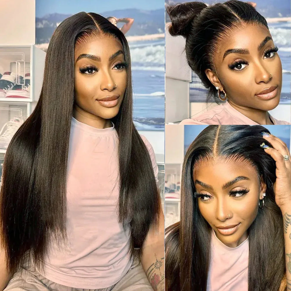 250 Density Invisi Strap 360 Full Lace Glueless Wig Invisible Drawstring Frontal Wig 30 Inch straight Lace Front Wig Human Hair