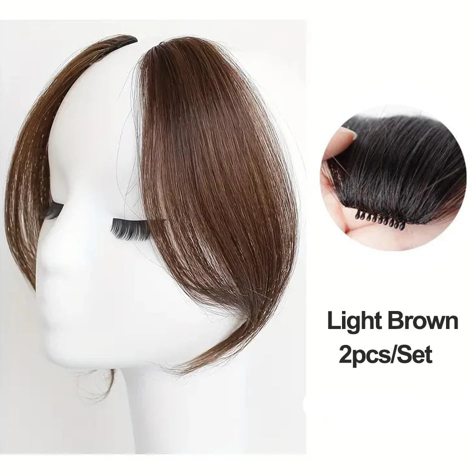2pcs Side Bangs Synthetic Hair Extension Easy Clip In Gradient Bangs Natural Seamless Synthetic Fringe Hairpiece For Women Girls