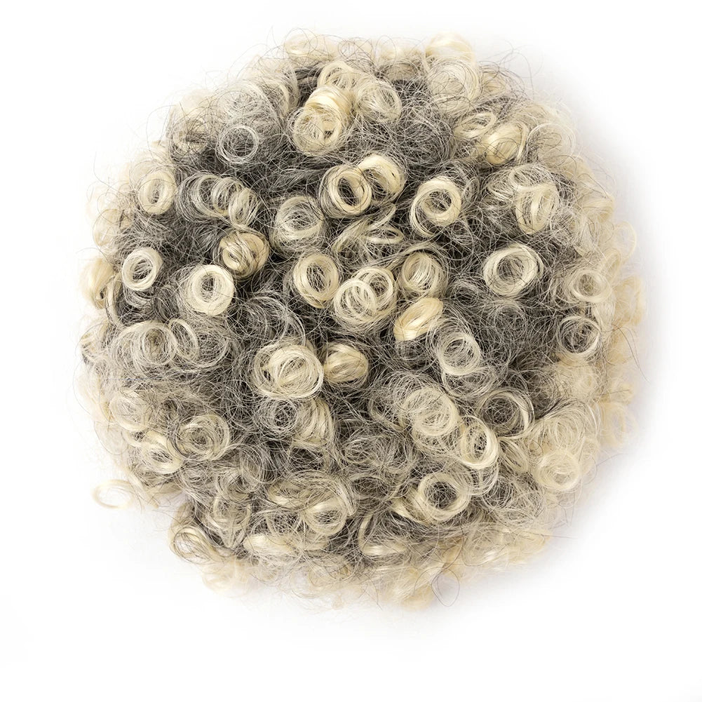 Afro Puff Drawstring Ponytail Extension for Black Women, Black Short Synthetic Afro Puff Ponytail for Natural Hair, Clip On Kink