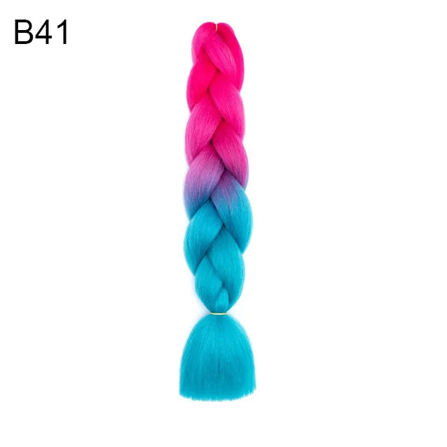Synthetic Ombre Braiding Hair 24Inch 1Pack Pre Stretched Box Jumbo Colorful Crochet Extensions for Women