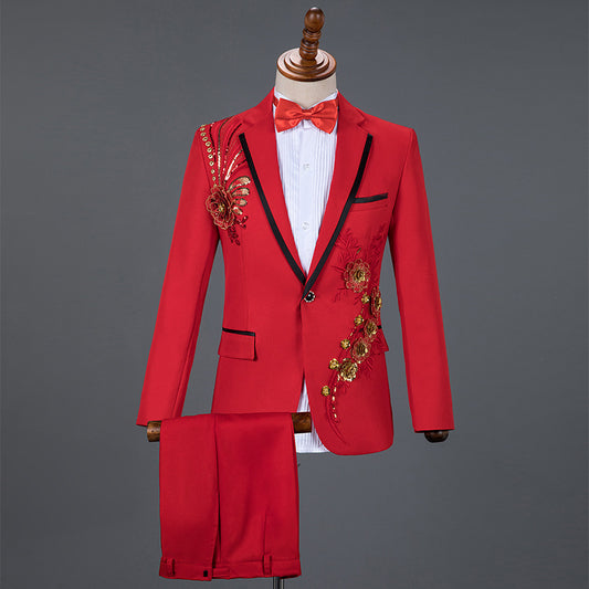 Performance Sequined Suit Suit Men's Dress