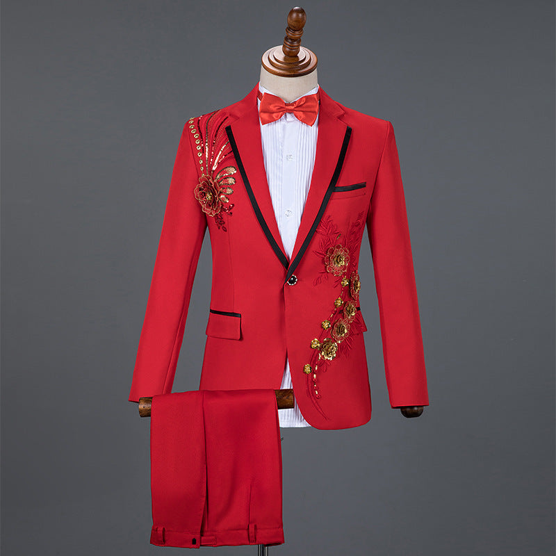 Performance Sequined Suit Suit Men's Dress