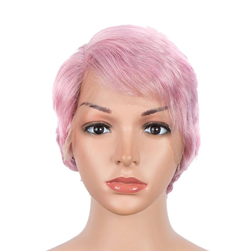 Lekker Wear to go Short Pixie Cut 13X6x1 Part Lace Front Human Hair Wigs For Women Glueless Brazilian Remy Hair Colored Bob Wigs