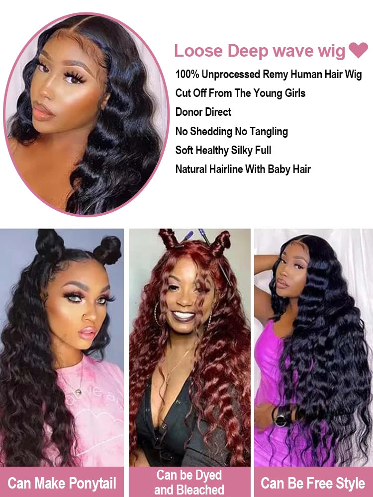 30 40 Inch Loose Deep Wave 13x6 HD Lace Frontal Human Hair Wig Transparent Curly 13x4 360 Human Hair Lace Front Wigs For Women