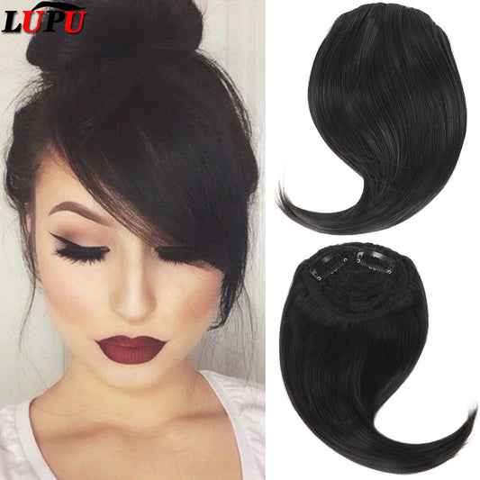 LUPU Synthetic Side Bangs Hair Extensions Clip In Side Bangs Fake Fringe Hairpiece High Temperature Black Blonde False Hair