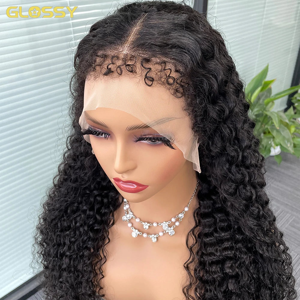 13x6 Hd 250 Density Afro Kinky Curly Wig 100% Human Hair 13x4 4c Edges Frontal Deep Wave Curly Lace Front Wigs For Women on sale