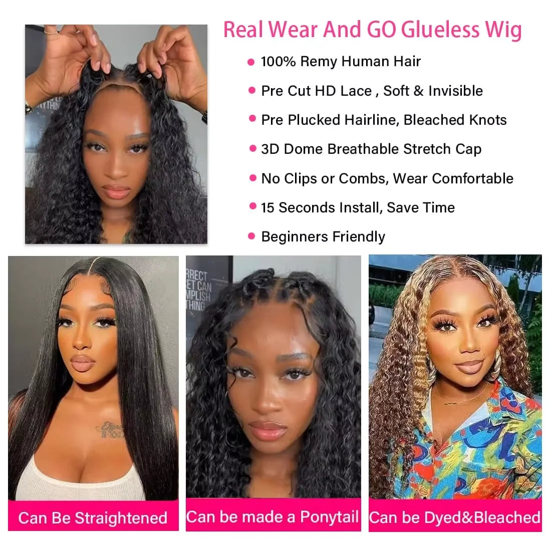 250% Deep Wave Glueless Wig Pre Cut Pre Bleached 5x5 Lace Wear Go Glueless Wig For Women 100% Human Hair Natural Color