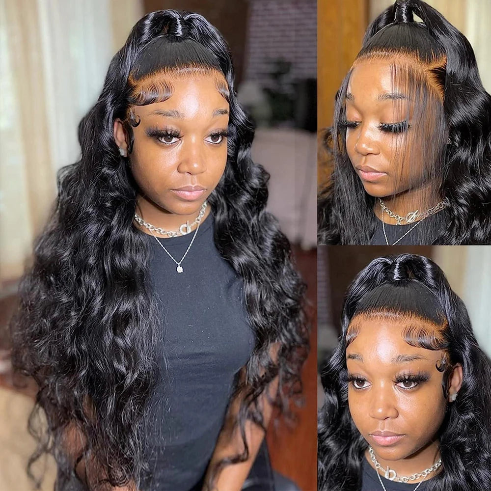 250 Density Invisi Drawstring Snug Fit 360 HD Full Lace Frontal Wigs 30 Inch Body Wave Lace Front Human Hair Wig Glueless Wig