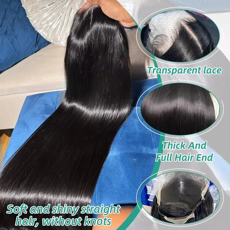 Mossily 300 Density Brazilian 30 40 Inch Bone Straight 13x4 13x6 HD Lace Front Human Hair Wigs Lace Frontal Wig 5x5 Glueless Wig