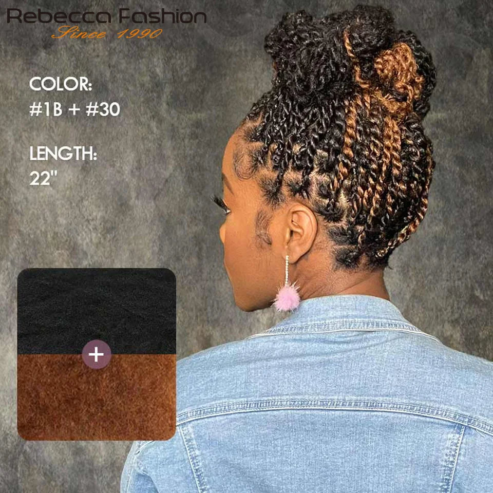 Afro Kinky Bulk Braiding Hair Extensions – Rebecca Fashion Lightweight, Natural Colors for African Braids & Casual Wear