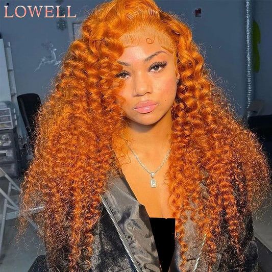 13x6 Hd Colored Ginger Orange Curly Lace Frontal Wig 13x4 Deep Water Wave Lace Front Human Hair Wigs 30inch Brazilian Preplucked