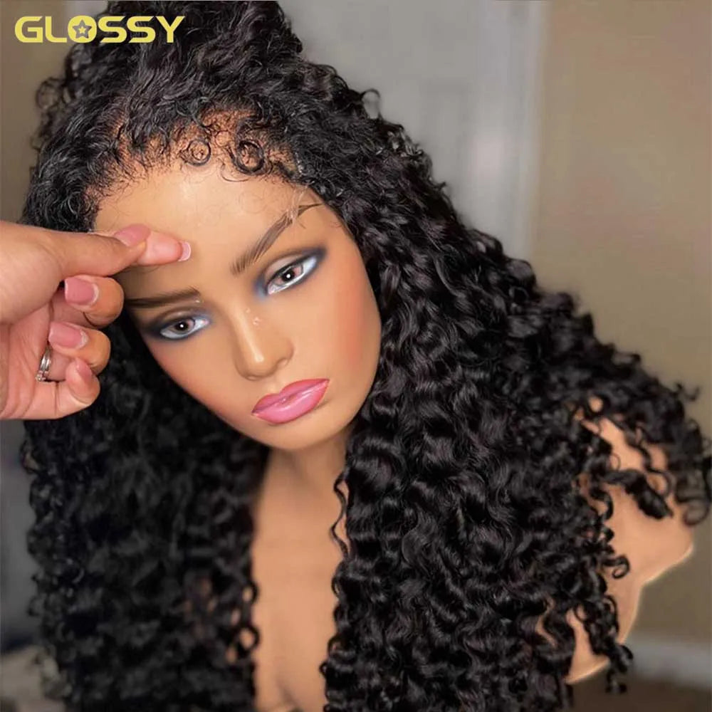 13x6 Hd 250 Density Afro Kinky Curly Wig 100% Human Hair 13x4 4c Edges Frontal Deep Wave Curly Lace Front Wigs For Women on sale