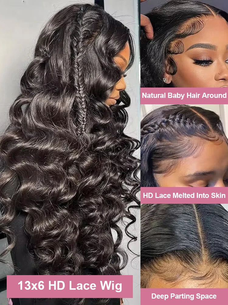 30 40 Inch Loose Deep Wave 13x6 HD Lace Frontal Human Hair Wig Transparent Curly 13x4 360 Human Hair Lace Front Wigs For Women
