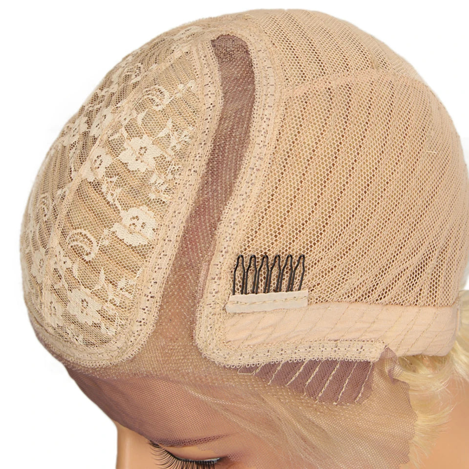 Lekker Wear to go Short Pixie Cut 13X6x1 Part Lace Front Human Hair Wigs For Women Glueless Brazilian Remy Hair Colored Bob Wigs