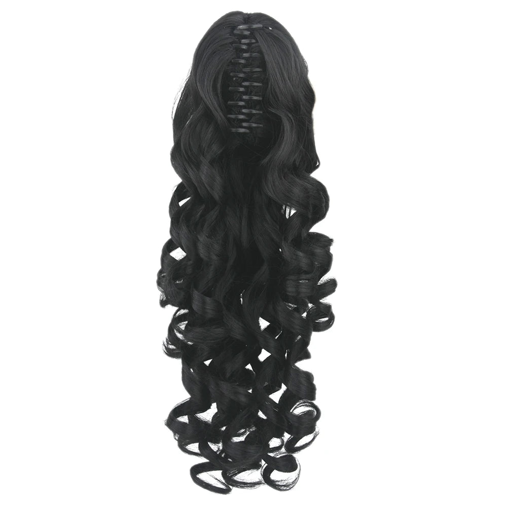 Soowee 60cm Long Black Blonde Curly Clip In Hair Extensions Pieces Pony Tail Synthetic Hair Claw Ponytail