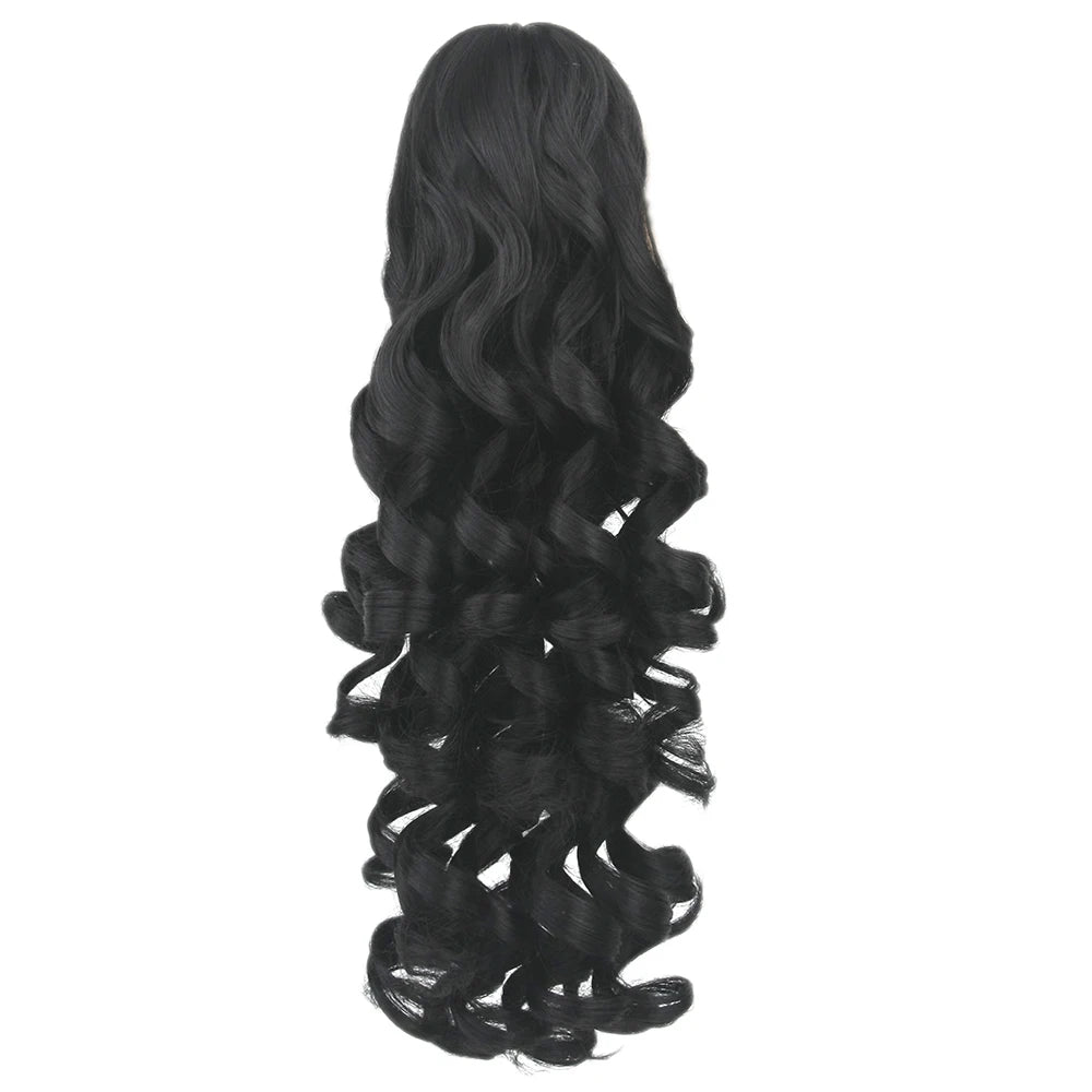 Soowee 60cm Long Black Blonde Curly Clip In Hair Extensions Pieces Pony Tail Synthetic Hair Claw Ponytail