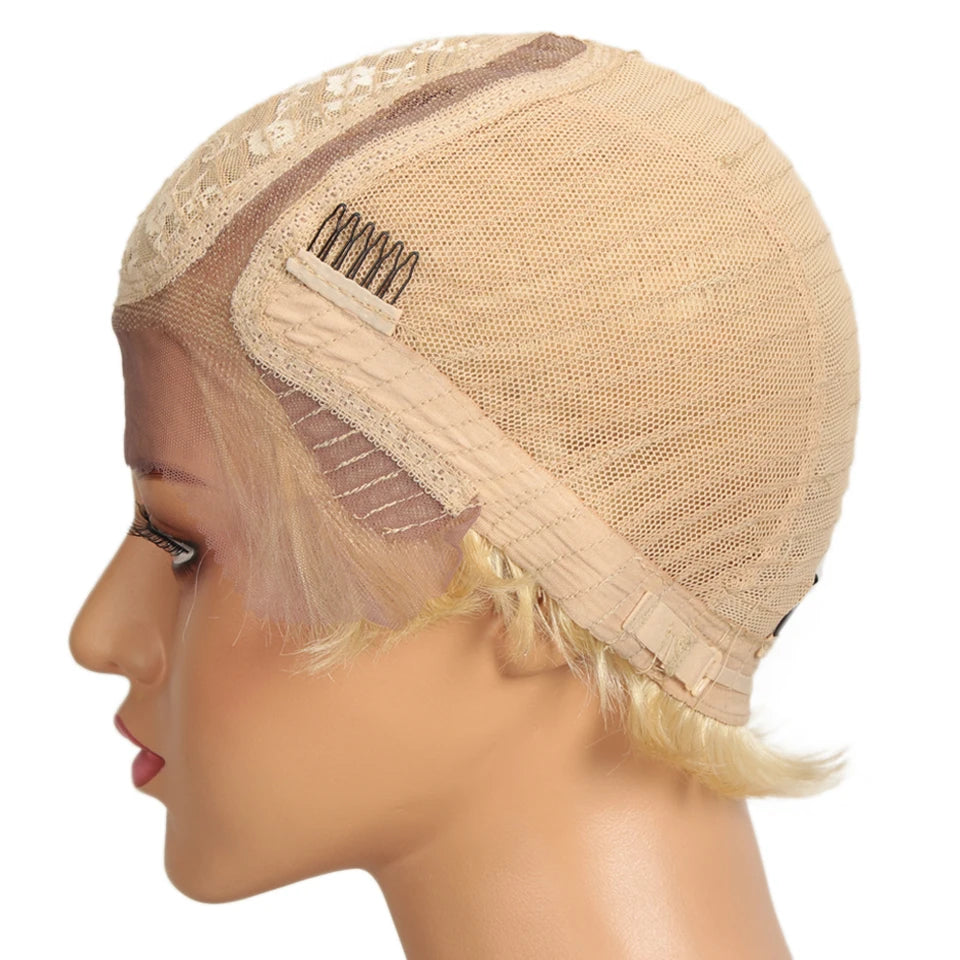 Lekker Wear to go Short Pixie Cut 13X6x1 Part Lace Front Human Hair Wigs For Women Glueless Brazilian Remy Hair Colored Bob Wigs