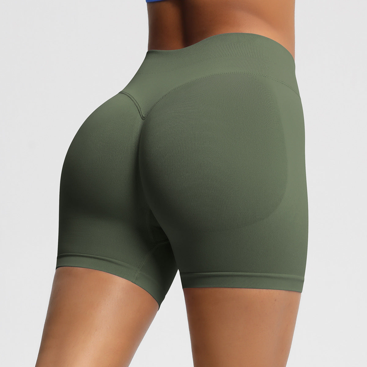 Seamless Three-section Waist Fitness Shorts Women's High Top Sports Yoga Shorts