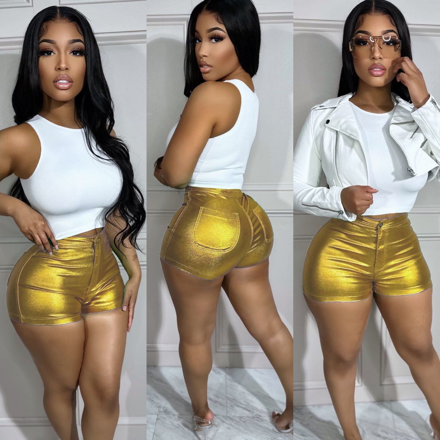 New Women's Metallic Candy-colored Shorts