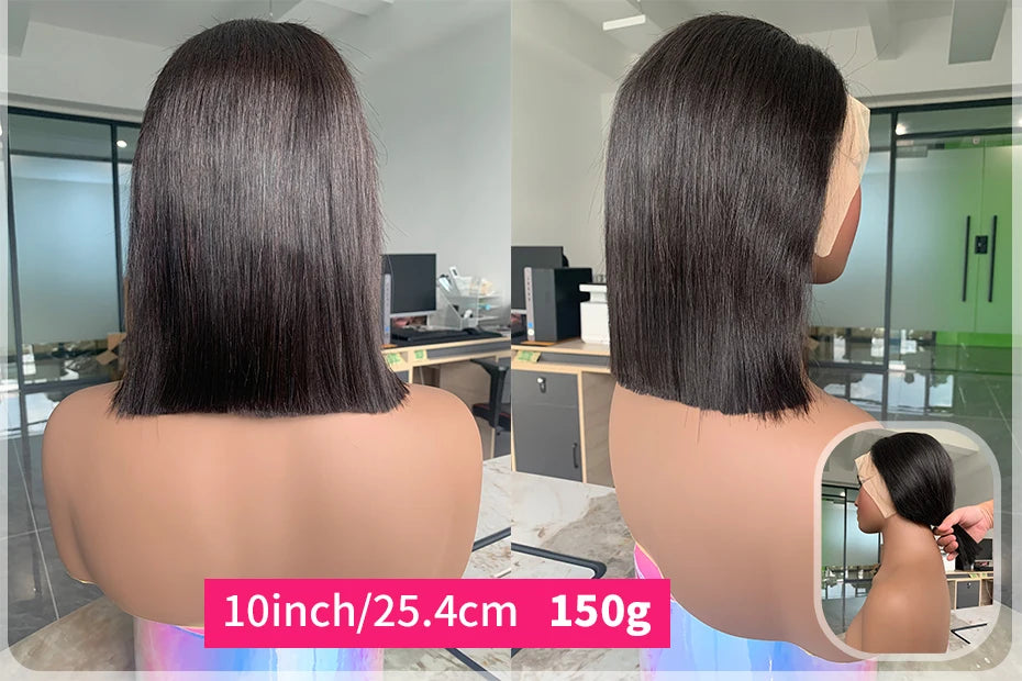 Raw Hair Vietnamese 250 Density 100 Human Hair Lace Frontal Wigs Straight Natural Black 13x6 Bob Wig Lace Front Human Hair Wigs