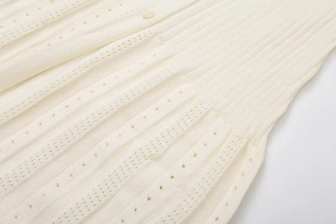 Elegant Knitted Patchwork Midi Dress Women's Short Sleeve High Waist Casual Single-Breasted Curvy Dresses Summer Black Apricot