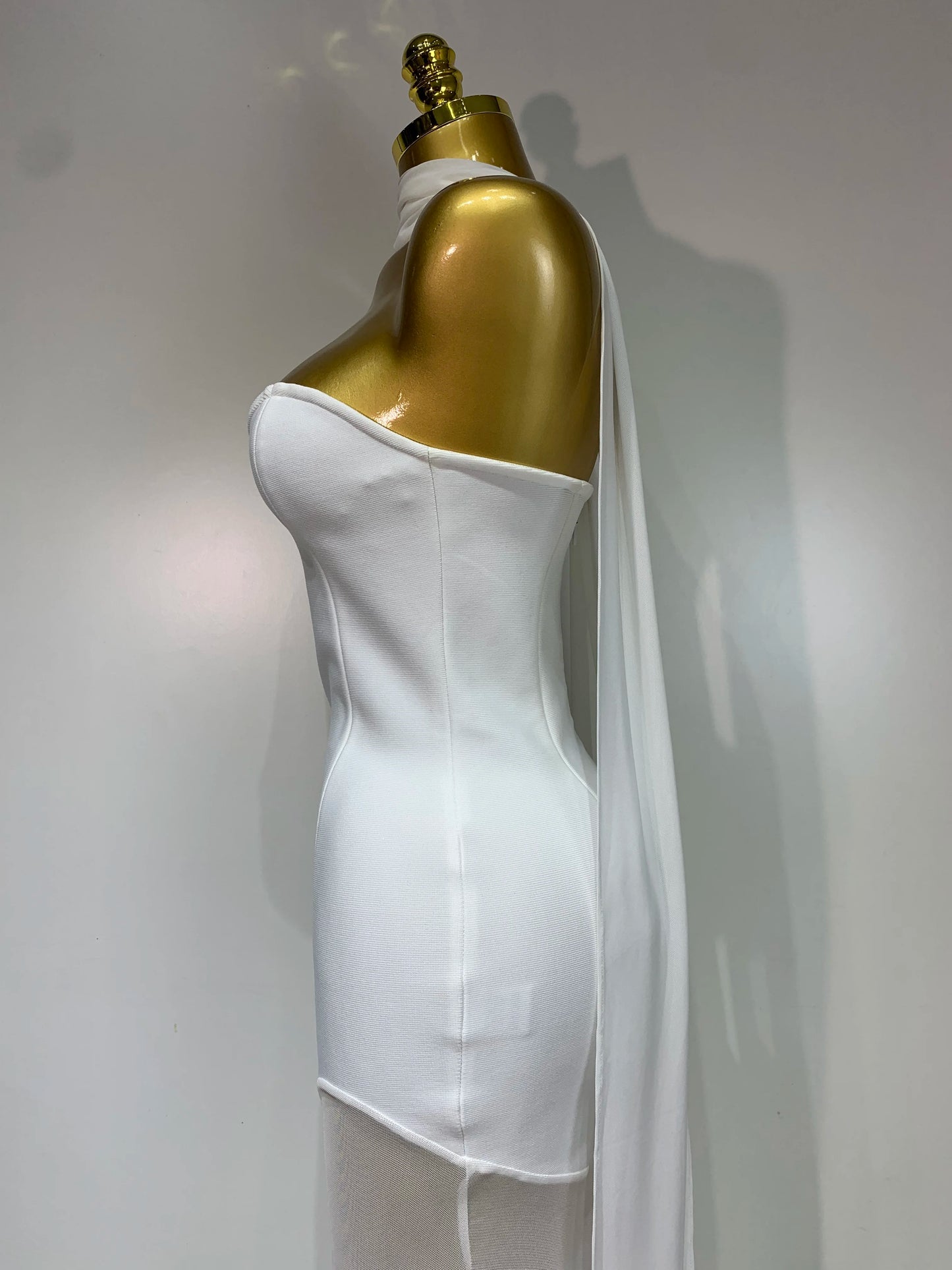 Sexy Strapless Long Bandage Dress Black Mesh Patchwork Elegant Women Blackless Evening Party Gowns Bodycon Birthday Dresses