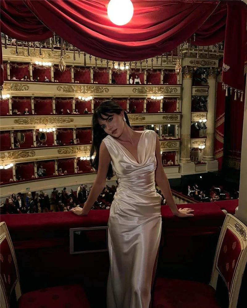 Mozision Satin Backless Sexy Maxi Dress For Women Elegant Rose Thigh High Split Beach Holiday Long Dress Gorgeous Club Gown