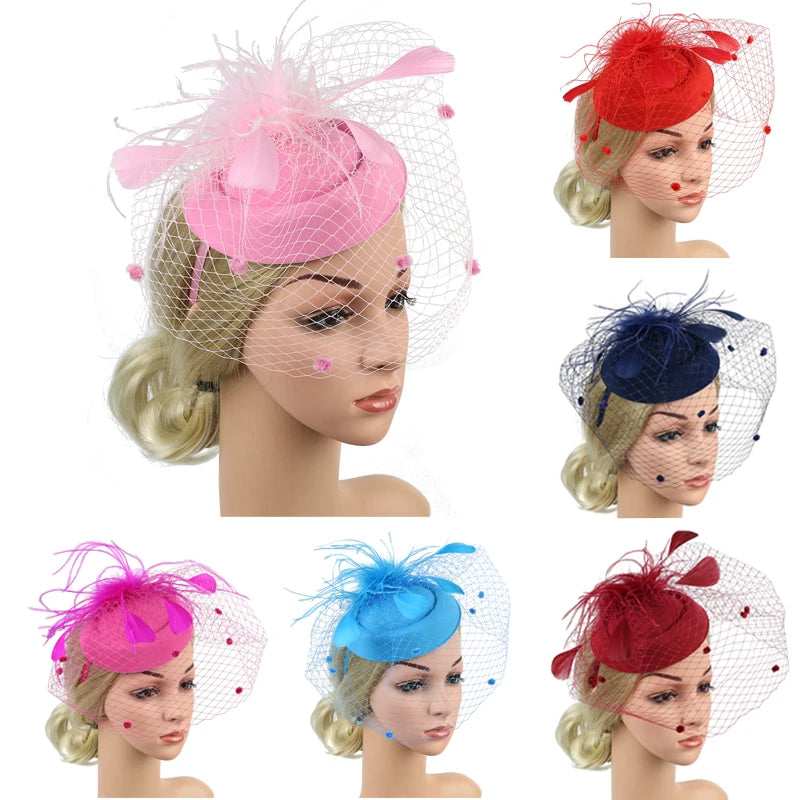 Handmade Large Women Feather Floral Hair Fascinator Hat Headband Accessories New Fedoras