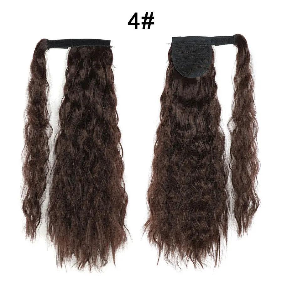 Tereshar Synthetic Corn Wave Ponytail Extension Clip in Long Wavy Curly Wrap Around Pony Tail Heat Resistant Hairpiece for Women