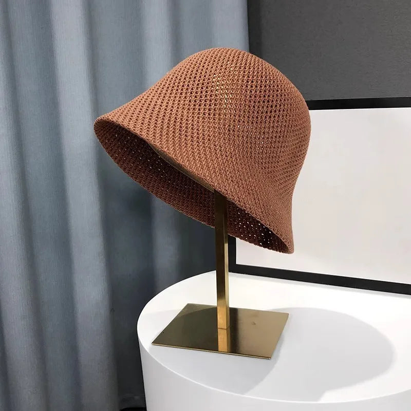 Women Bucket Hat Summer Hollow Out Thin Breathable Sun Hat Female Beach Panama Cap Fold Outdoor Japanese Lesure Fishierman Cap