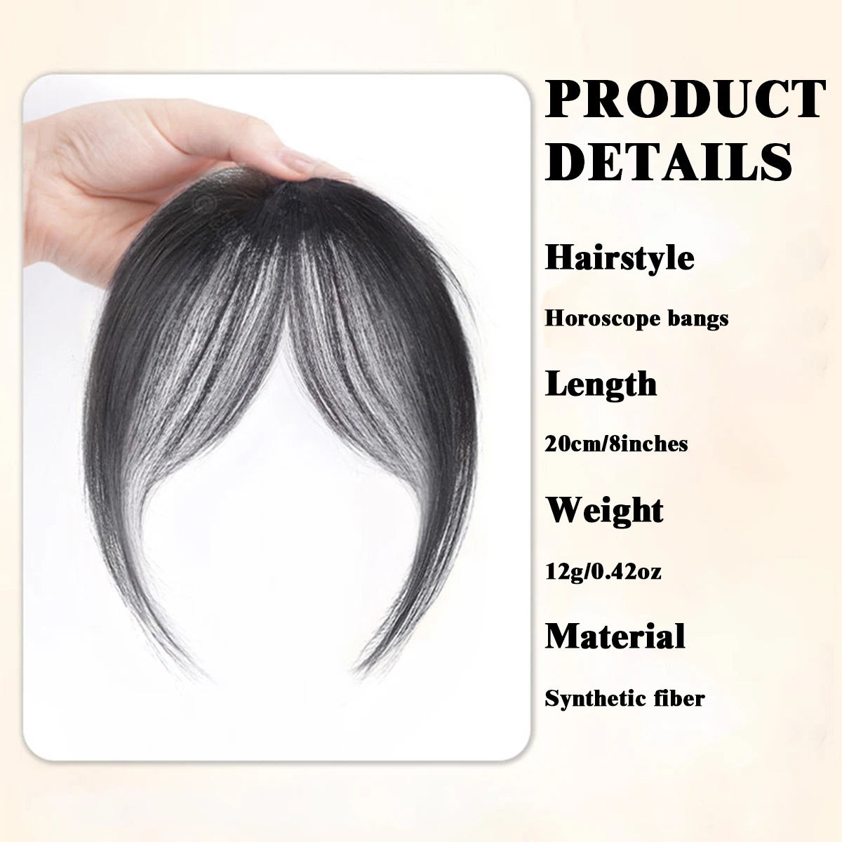Synthetic Invisible Closure Bang Middle Part Fake Bangs Fringe Topper Hairpiece Clip-In Bang Extension Hairpiece Women