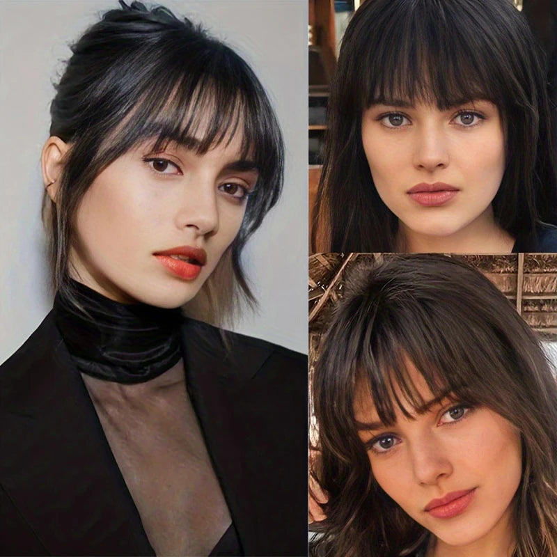 Synthetic Short Straight Clip In Fringe Bangs Black Air bangs Hair Extension Hair Bangs For Women False Bang Hairpiece