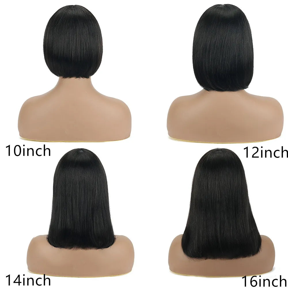 Bob Wig Human Hair 13X4 Lace Front Wig 180% Density Short Straight Frontal Bob Wig Transparent Lace Pre Plucked With Baby Hair