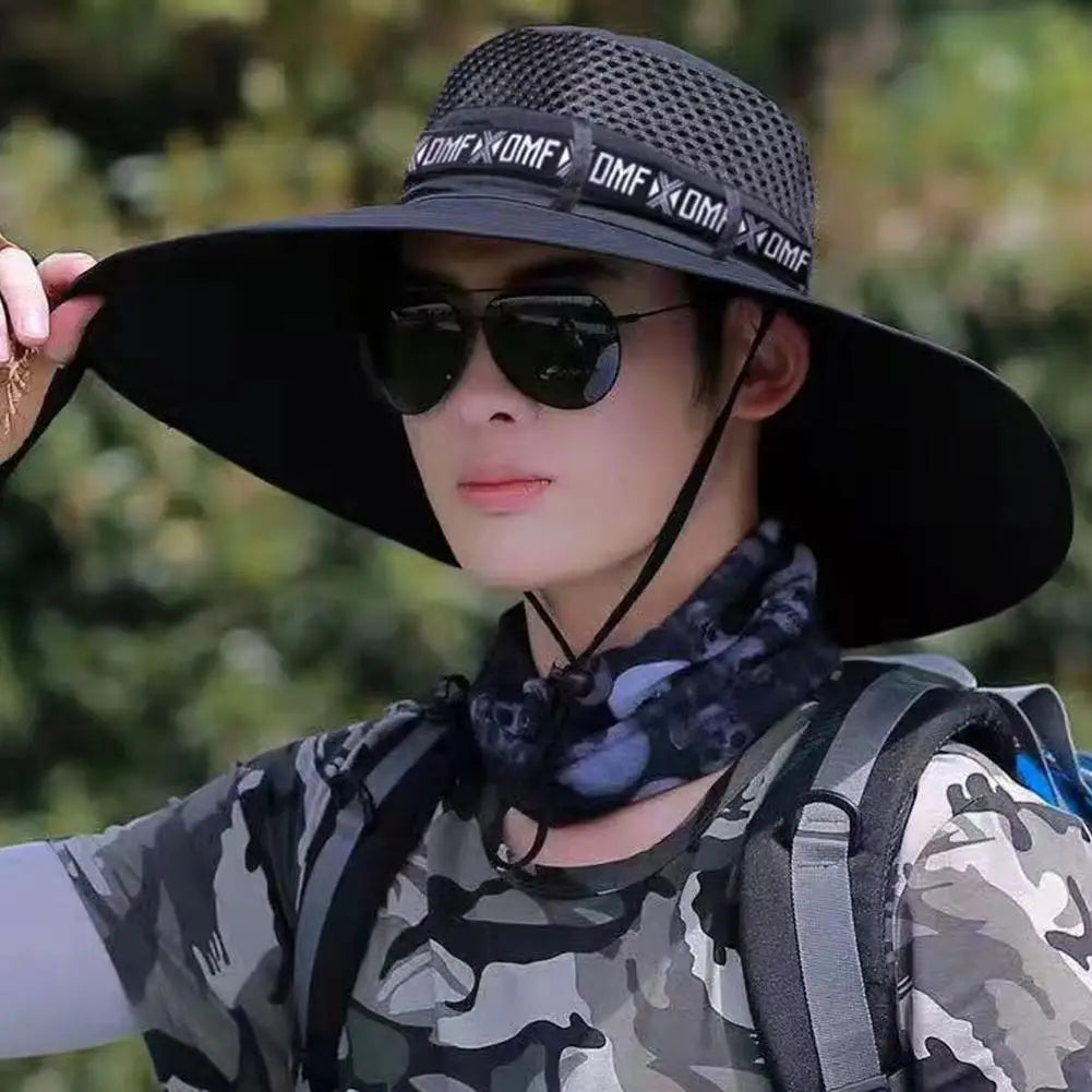 Summer Large Sun Hat Men Women Breathable Fishing Caps Sun UV Protection Mesh Fisherman Hat Hiking Outdoor Beach Cap
