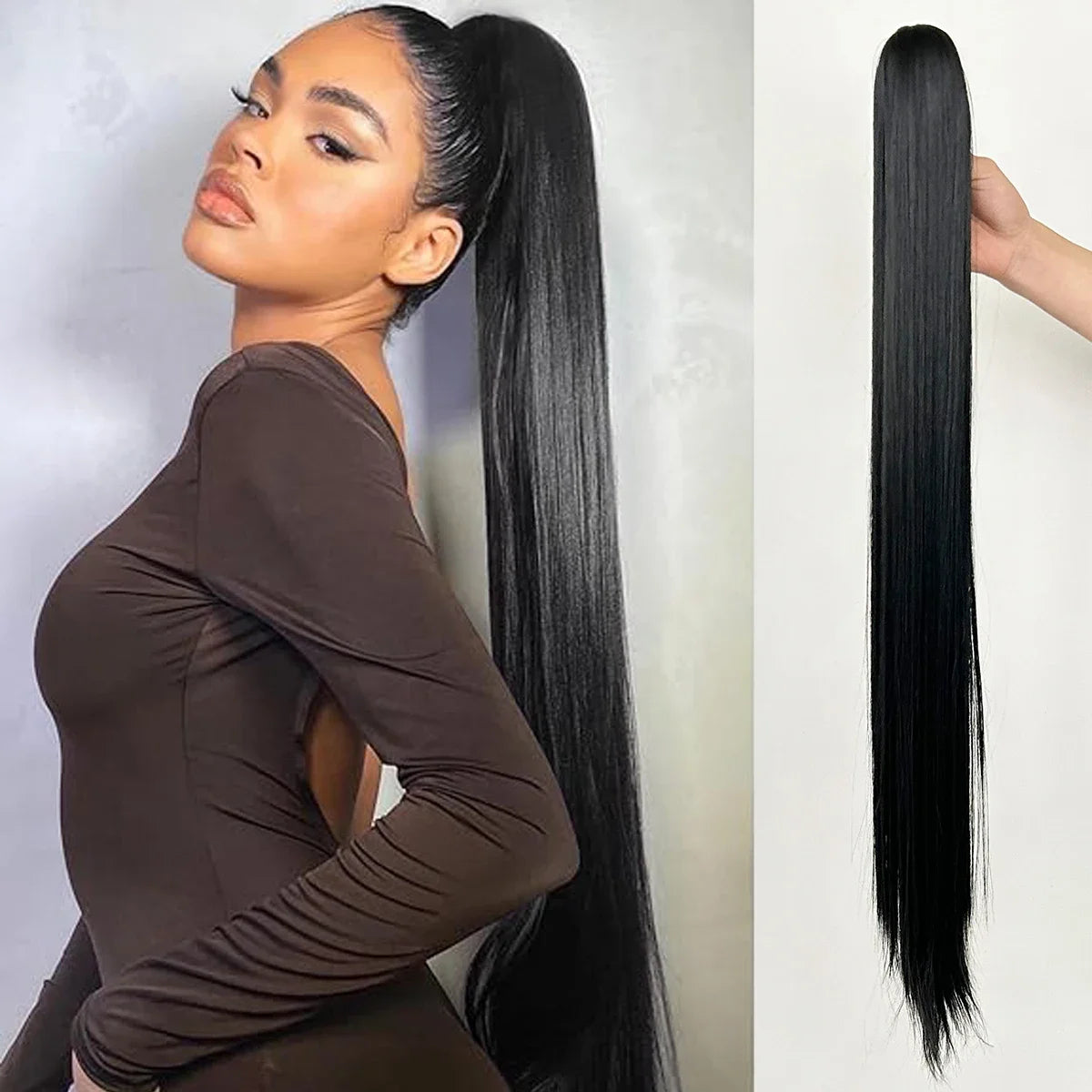 Synthetic  32”Claw Ponytail Extension Straight Hair Water Wave Clip In Hair Extensions Soft Natural Multi-Gift Preference