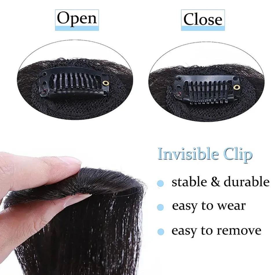 2pcs Side Bangs Synthetic Hair Extension Easy Clip In Gradient Bangs Natural Seamless Synthetic Fringe Hairpiece For Women Girls