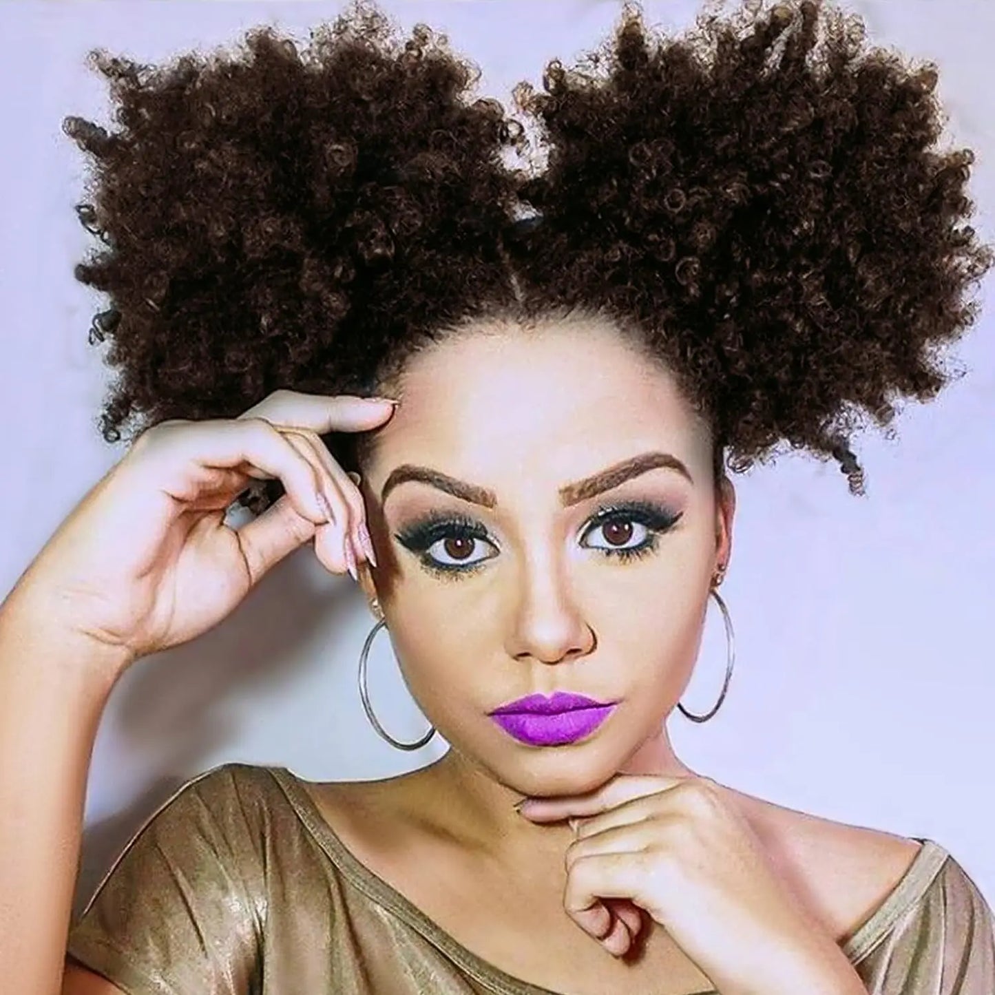 Afro Puff Drawstring Ponytail for Black Women Short Kinky Curly Afro Ponytail Synthetic Hair Puffs Afro Bun Ponytail