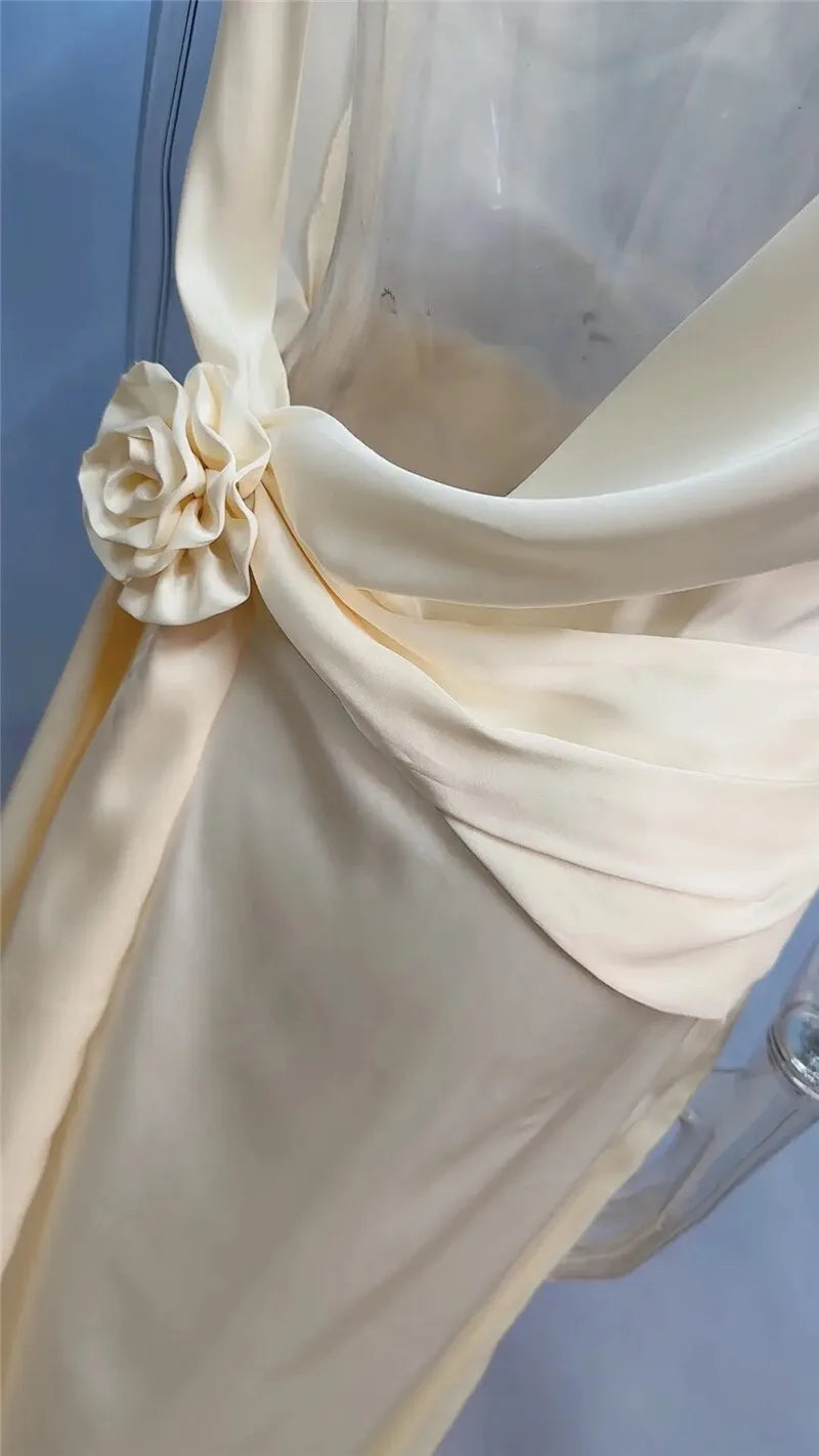 Mozision Satin Backless Sexy Maxi Dress For Women Elegant Rose Thigh High Split Beach Holiday Long Dress Gorgeous Club Gown