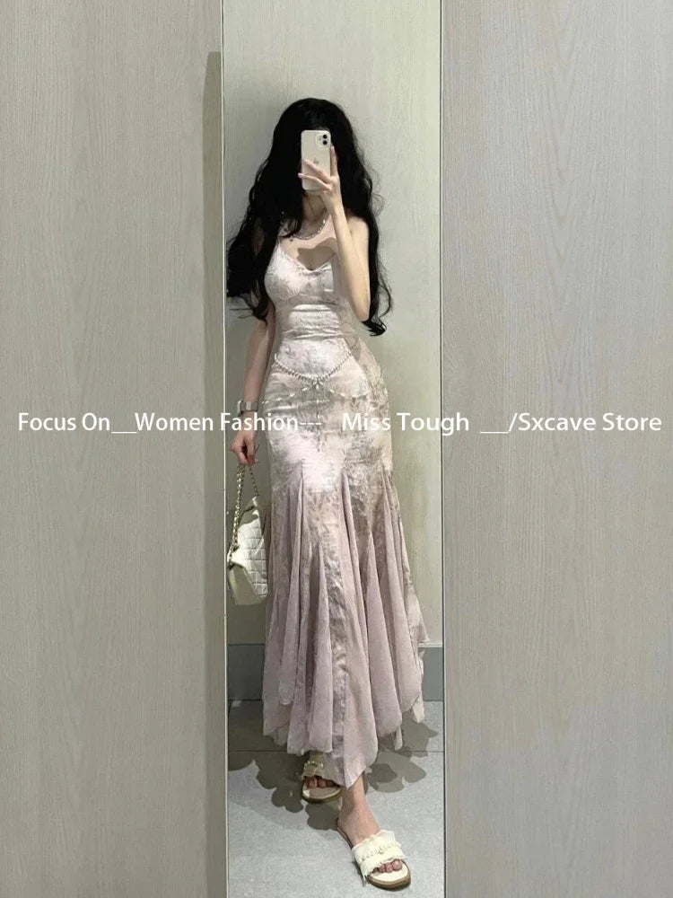 2000s Vintage Y2k Dress Women Bodycon Sexy Y2k Evening Party Dress Sweet Slim Elegant Office Lady One Piece Dress Korean Chic