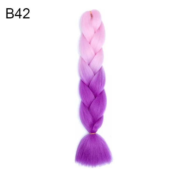 Synthetic Ombre Braiding Hair 24Inch 1Pack Pre Stretched Box Jumbo Colorful Crochet  Extensions for Women