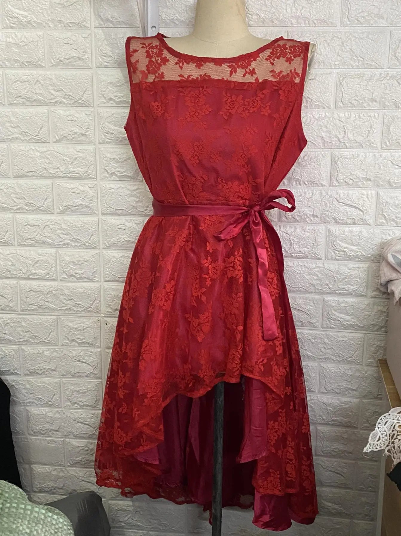 2025 Women's Wedding Bridesmaid Dress Elegant Lace Evening Sweet Party Dress Plus Size Slim High Waist Bow Maxi Dresses Female