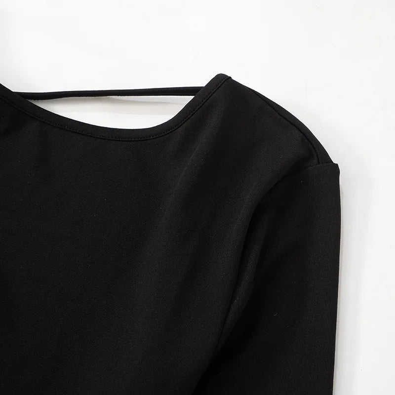 Shestyle Backless Black Pencil Dress Women Solid Feature Design Plain Seductive Clubwear Super Sexy Grunge Glamorous Modern