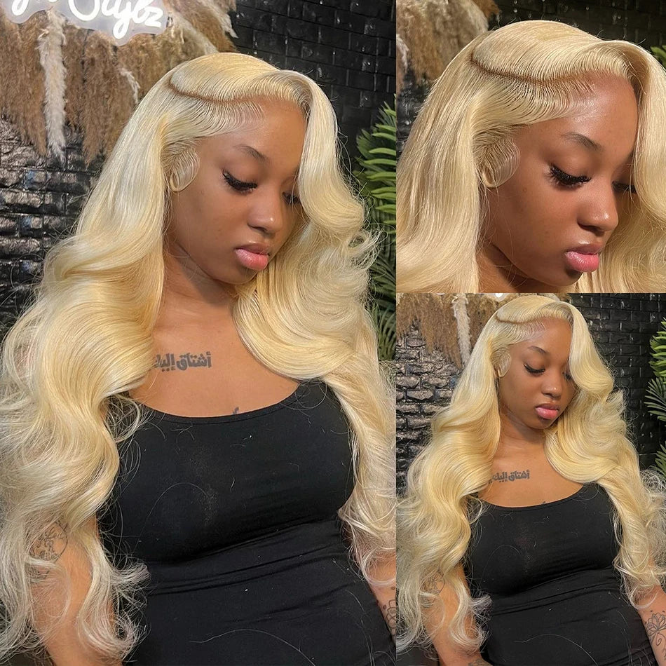 42 Inches 613 Honey Blonde 13x6 HD Transparen Body Wave Lace Frontal Human Hair Wig Colored Human Hair Lace Front Wig For Women