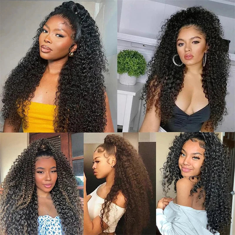 Synthetic Drawstring Ponytail Extension Deep Curly Heat Resistant Instant Clip Afro Kinky Curly Hair Pieces for Women