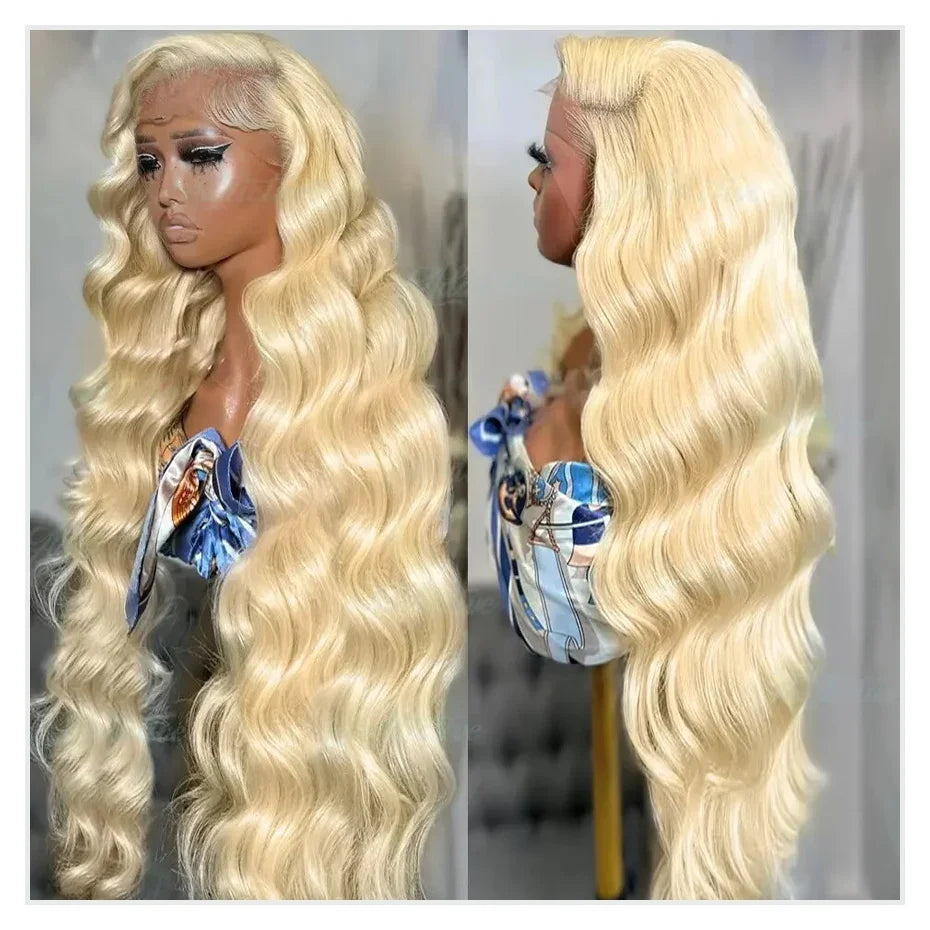 42 Inches 613 Honey Blonde 13x6 HD Transparen Body Wave Lace Frontal Human Hair Wig Colored Human Hair Lace Front Wig For Women