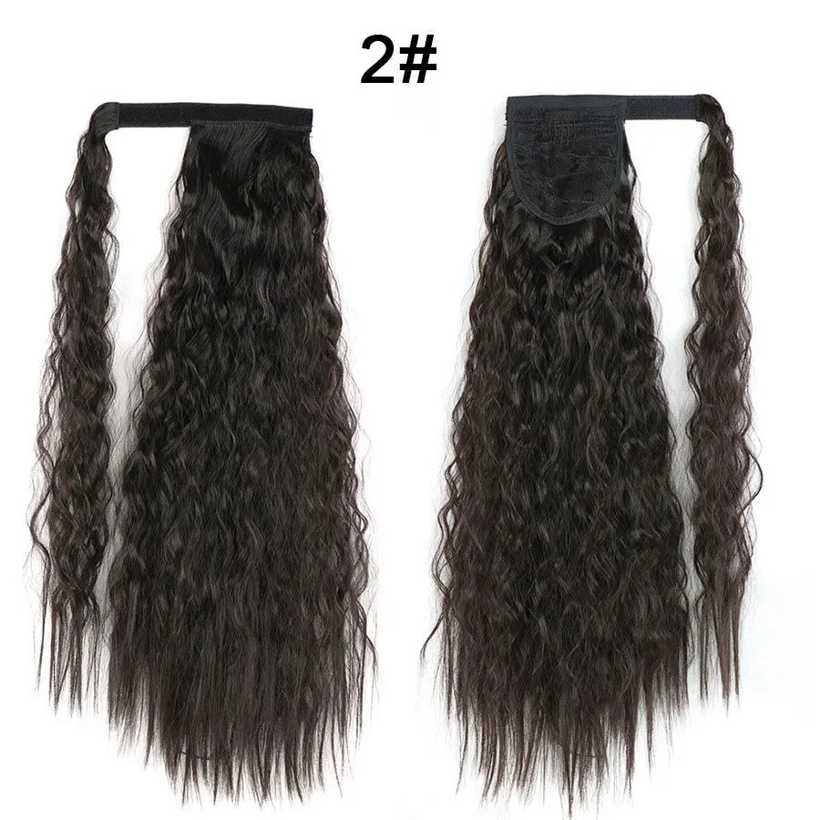 Tereshar Synthetic Corn Wave Ponytail Extension Clip in Long Wavy Curly Wrap Around Pony Tail Heat Resistant Hairpiece for Women