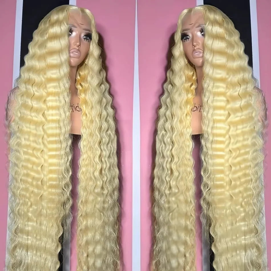30 Inch 13x6 Transparent HD 613 Honey Blonde Deep Wave Lace Frontal Wigs Brazilian 13x4 Curly Colored Lace Front Human Hair Wigs